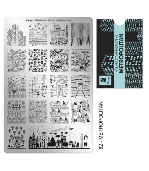 Les motifs de la vie urbaine sont regroupés sur cette plaque de stamping