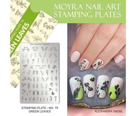 Moyra Plaque Stamping Green leaves