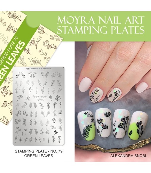 Plaque stamping 79 Moyra Green leaves