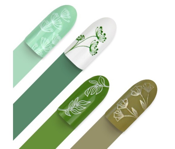 Moyra Plaque Stamping Green leaves