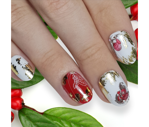 Plaque de stamping Winterfest – Motifs Noël pour nail art festif