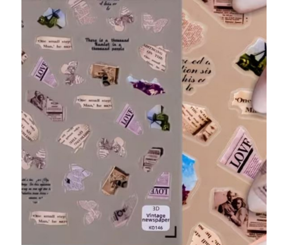 Stickers Ongles Journal Vintage | Nail Art Rétro Chic