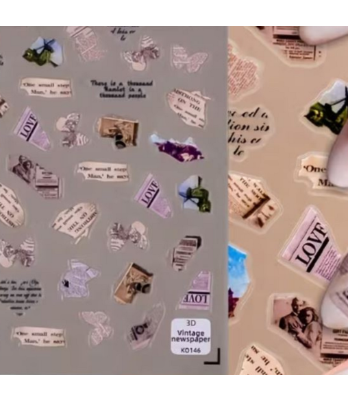 Stickers Ongles Journal Vintage | Nail Art Rétro Chic