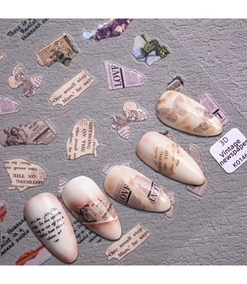Stickers Ongles Journal Vintage | Nail Art Rétro Chic