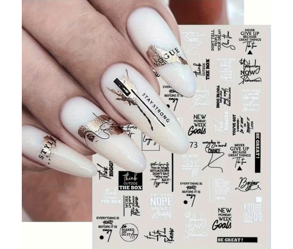 Stickers Ongles Messages & Typographie – Nail Art Moderne