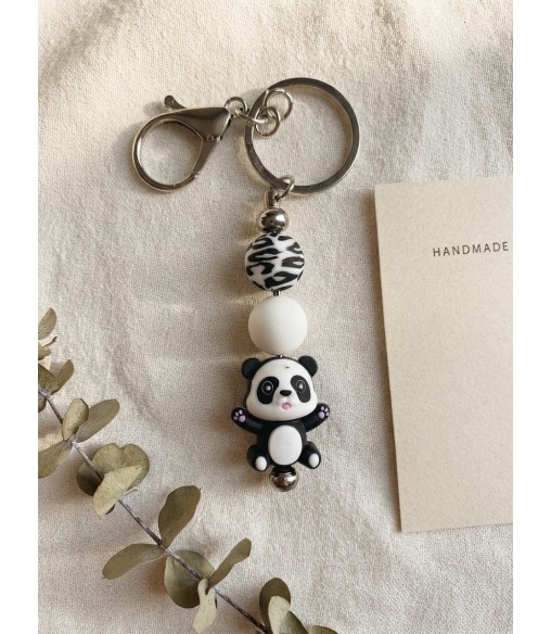 Porte-clés Panda fait main — perles